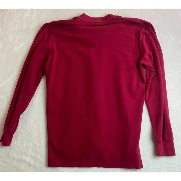 Vintage 90s Polo Ralph Lauren Polo T- Shirt Men’s Medium Red Long Sleeve‎ Logo - Picture 5 of 5